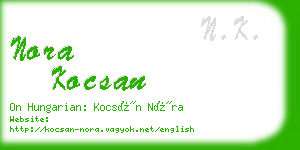 nora kocsan business card